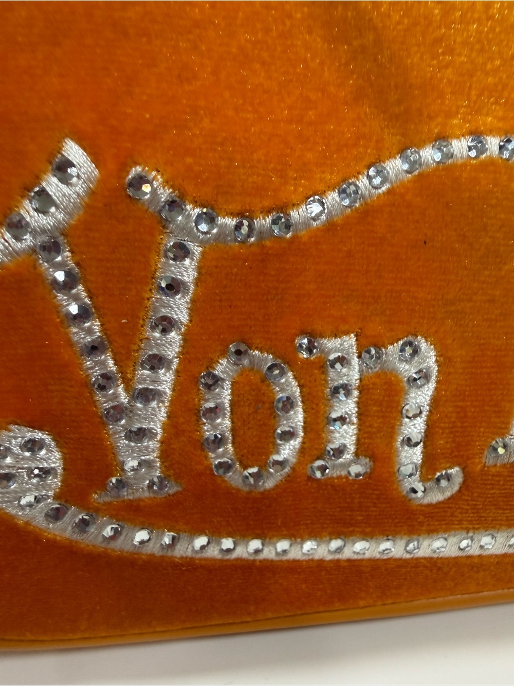 Von Dutch Orange Suede-Style Shoulder Bag with Embellished Logo - Picture 3 of 15
